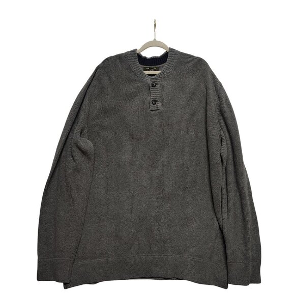 Eddie Bauer Other - Eddie Bauer Tall XXXL Gray Henley Sweater 100% Cotton Mens Casual Pullover